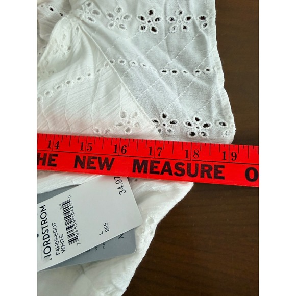 NWT Angie Mini Dress Women Large White Eyelet Flutter Sleeve Sun Dress - Picture 7 of 8